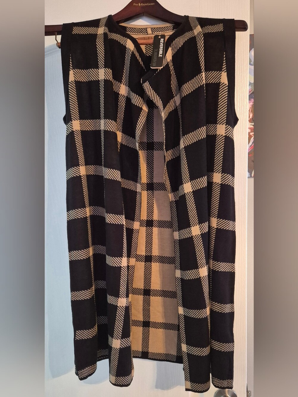 Belldini Reversible Black and Tan Womens Cardigan